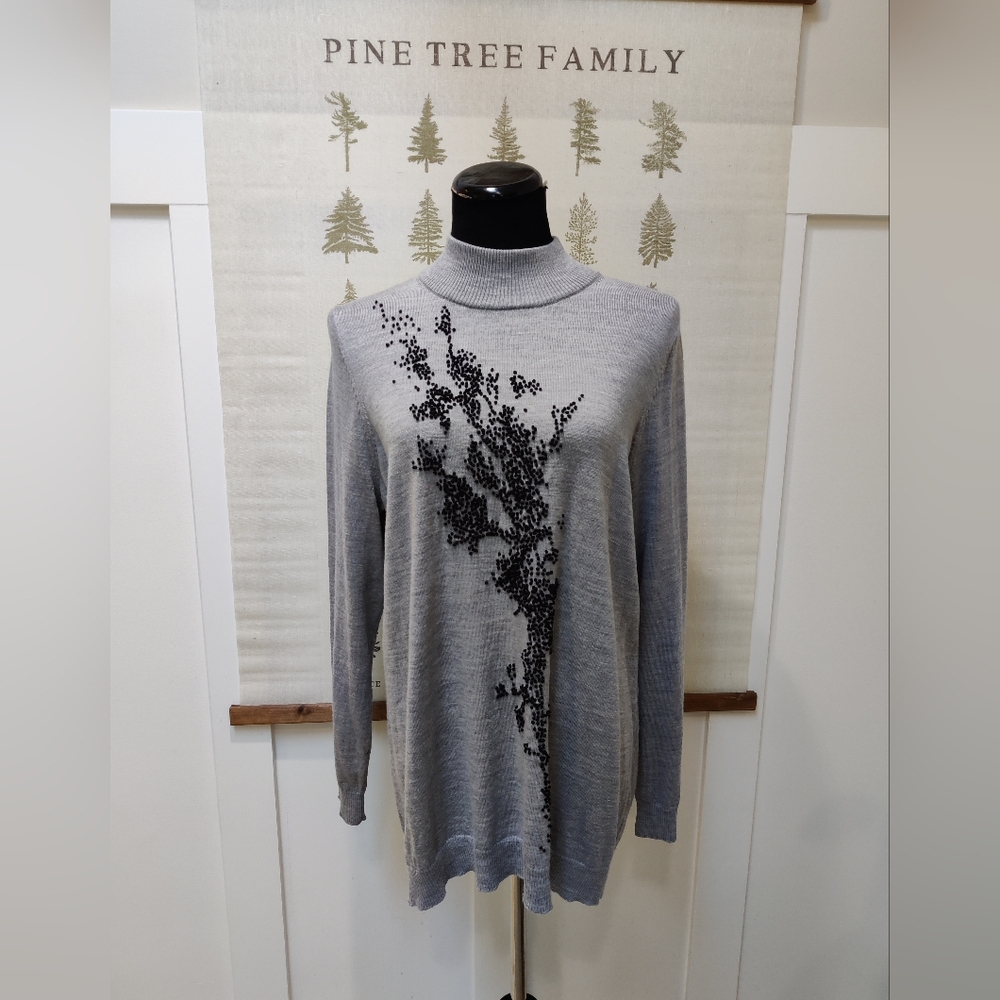 toni T by Toni Plus Grey Mock Neck Sculpted Knit Tunic Sweater Size 1X